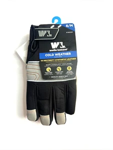 NWT Wells Lamont Black & Gray Synthetic Leather Cold Weather Gloves Men Size S/M - Picture 1 of 15
