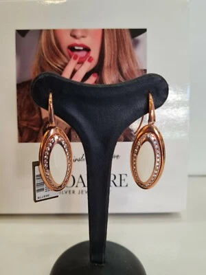 Orecchini UNOAERRE in Argento925 rosato pendenti con zirconi e smalto bianco - Immagine 1 di 4