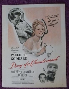 Tagebuch einer Kammerjungfer Goddard Original Filmanzeige aus den 1940er Fanmagazin L@@K - Bild 1 von 1