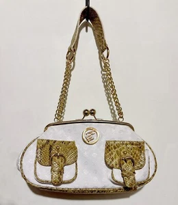 Vintage 12" Rocawear Damen braun Schlangenleder Handtasche und Gold Hardware - Bild 1 von 6