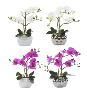 Orchidea Artificiale 33cm con Sopravaso in Ceramica Orchidea Artificiale Pianta Finta - Foto 1 di 12