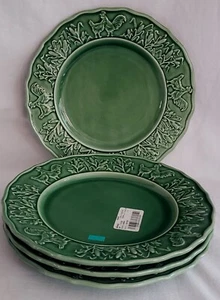 4 Hen &Rooster Corn Majolica BORDALLO PINHEIRO Dinner Plates 10.5" New Old Stock