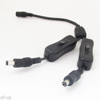 1pc 30cm 5.5mmx2.1mm 2.1mm Female to 2x Male DC Power Cable with On/Off Switch - Image 1 of 4