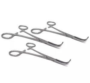 3 INSTRUMENTOS QUIRÚRGICOS DE 6" MEZCLA DE ACERO INOXIDABLE CE COMPLETOS CURVOS - Imagen 1 de 4