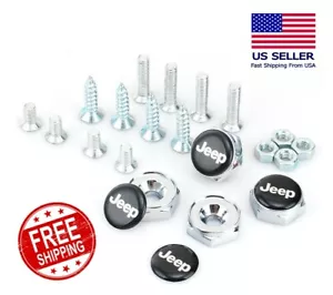 4pcs License Plate Frame Security Screw Bolt Caps Covers for Jeep Grand Cheroke - Foto 1 di 5