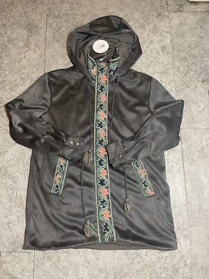 NWT AMERICA & BEYOND Suede Parka Jacket Coat w/Embroidery+Tassel Floral Abstract - Изображение 1 из 4