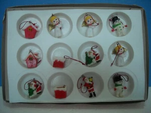 STOCK 12 ADDOBBI MIGNON DECORATI SOGGETTI NATALE ANNI '80 - Picture 1 of 1