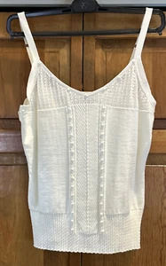 Etcetera Crochet Detail Sleeveless Sweater Ivory Tank Top Size M - Picture 1 of 4