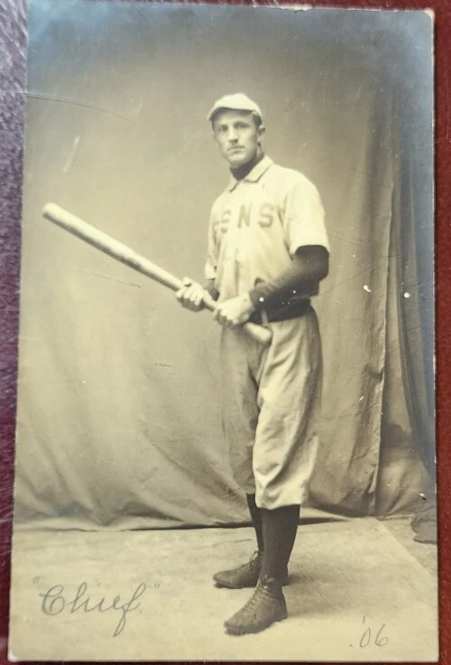 Super Rare Vintage Baseball Postcard - Signed "Chief" Please Read  - Image 1 of 4