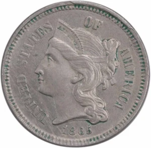 1865 Three Cent Nickel Choice BU Uncertified #244 - Picture 1 of 2