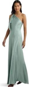 Vestido de mujer Lauren Ralph Lauren satinado Charmeuse de un hombro, suave, 4 y 16 - Imagen 1 de 6