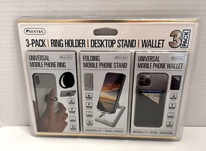 New Sentry 3-Pack Cell Phone Accessories Ring Holder Desktop Stand and Wallet - Picture 1 of 18