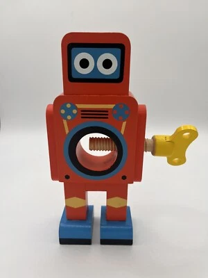 Retro Wooden Small Red Robot Nut Cracker Twist Key By Suck UK 8.5” - Image 1 of 4