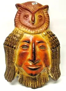 Aztec Mayan Inca Face Mask Terracotta Plaque Wall Art 15 1/4" - Picture 1 of 4