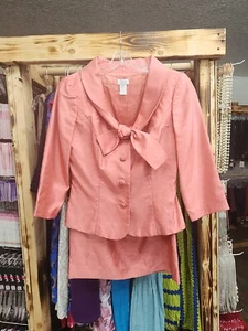 Giacca tuta gonna look seta grezza Address Maggy taglia 8 rosa pesca VINTAGE SPECIAL!! - Foto 1 di 23