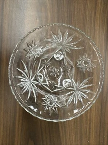 Vintage Anchor Hocking Candy Dish Star of David Clear Glass Footed Bowl 6.75" - Picture 1 of 6