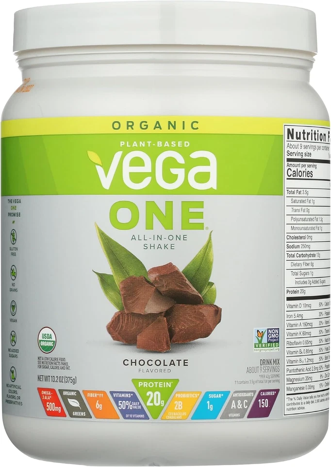 Proteína en polvo todo en uno orgánica Vega, chocolate, 13,2 oz, ceto vegana Foto 1 de 4