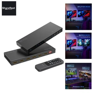 HDMI Matrix 4x2 4K 60Hz, HDMI Switch Splitter 4 in 2 Out with Toslink 3.5 mm ... - Bild 1 von 9
