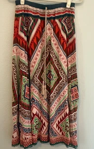 Forever 21 Boho Aztec Maxi Skirt Women’s Small Multicolor Geometric Print Tassel - Picture 1 of 7