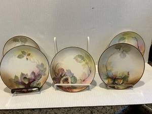 5 Vintage Nippon handbemalte kleine Teller Muttern 6 1/2 Zoll Durchmesser - Bild 1 von 10