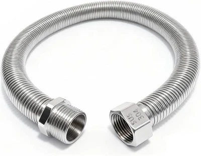 24 Inch Flexible Stainless Steel Water Heater Connector 1" FIP x 1" MIP Hose NEW - Image 1 of 4