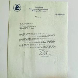 Vintage April 16, 1973 US EPA Administrator William D Ruckelshaus Signed Letter - Picture 1 of 2