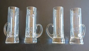 Vintage Floral Geätzt Kristall Cordial Likör Aperitif Gläser mit Griffen Floral Set4 - Bild 1 von 5