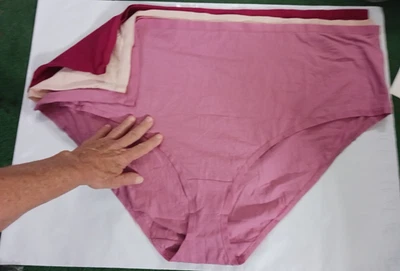 Bragas Talla Grande 6X Beige, Rojo Profundo, Rosa. 95% algodón. cintura 50", 56 in. 3 pares Foto 1 de 4