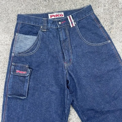 Jeans cargo vintage Y2K Paco calce suelto holgado azul denim 28 X 33 patinador hip hop Foto 1 de 4