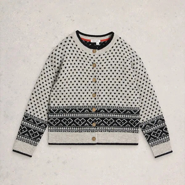 White Stuff Holly Heart Cardigan Ivory Multi - Image 1 of 1