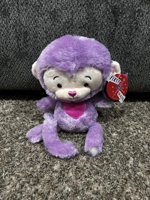 First & Main Monkey Plush Stuffed Animal Purple Pink Heart 8 Inches Soft - Image 1 of 4