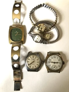 Vintage Watch Lot Parts Repair Men’s CYMA Bedford Allen’s Swiss Ladies Solar + - Picture 1 of 10