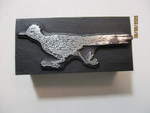 Printing Letterpress Printer Type Block Roadrunner Bird Print Cut - Picture 1 of 6