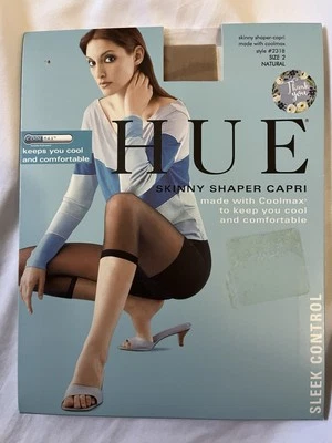 Hue Skinny Shaper Capri Natural Size 2 Sleek Control Style 2318 Coolmax USA - Image 1 of 2