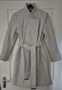 UNWORN! Gorgeous F+F Ladies Light Grey Wool-style Coat With Belt, Size UK 8 - Picture 1 of 11