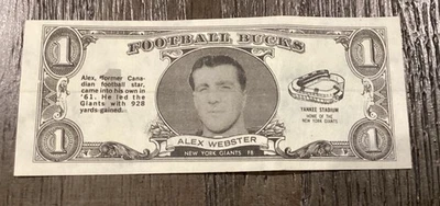 Topps NFL Football Bucks Alex Webster NY Giants - Image 1 of 2