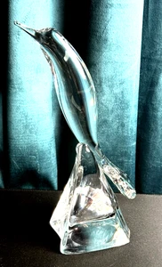 Daum France Clear Crystal Bird Sculpture 10 inches Smooth Signed Contemporary - Picture 1 of 13