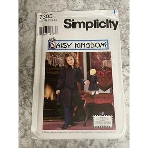 SIMPLICITY 7305 Daisy Kingdom 18" Doll & Girl Dress Pattern Size HH 3-6 Uncut - Picture 1 of 3