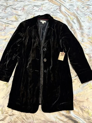 Coldwater Creek тройной кнопка бархата с подкладкой куртка женский размер 16 черный новый с Ярлыками - Изображение 1 из 4