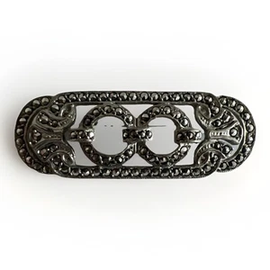 Vintage Art Deco Stil Strass Brosche Duette Look silberfarben Anstecknadel - Bild 1 von 6