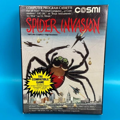 Rare Spider Invasion Boxed Cassette For Commodore/ Atari 400/800/1200XL Complete - Image 1 of 4