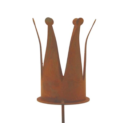 Rostiger Teelichthalter Krone | Metalldeko für Kerzen am Adventskranz Edelrost S - Bild 1 von 4