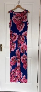 M&S Collection Maxi Dress Size 14 Women’s Blue And Pink Tie Elasticated Waist - Picture 1 of 10