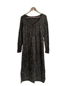 Peruvian Connection Midi Dress SIZE MEDIUM Green Brown Floral Knitted Cotton - Picture 1 of 7