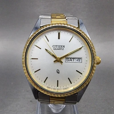 Reloj Citizen CQ President Hombre 35mm Esfera Champagne Dos Tonos Día Fecha Redondo Newbat Foto 1 de 4