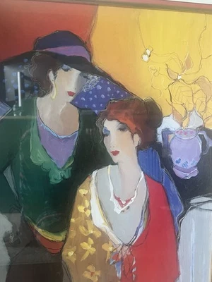 Vintage Itzchak Tarkay Socialite Duo - On The Stage Serigraph - Signed & Framed - Image 1 of 4