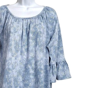 Blusa MICHAEL Michael Kors Top Mujer M Azul 3/4 Raglán Manga Campana Floral Logo - Imagen 1 de 10