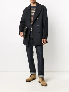 Mackintosh Men's Black Wool Cashmere Dalton Notched Lapels Peacoat Size 38 - Picture 1 of 8