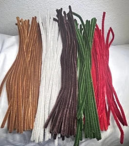 Vintage Chenille 12" verdrahtet Handwerk Pfeifenreiniger ~ rot grün braun hellbraun weiß 169 Stck. - Bild 1 von 7