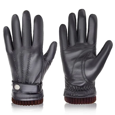 Guantes de Invierno de Piel de Oveja para Hombre, Cálidos Forrados de Cachemira Pantalla Táctil Texto... Foto 1 de 4